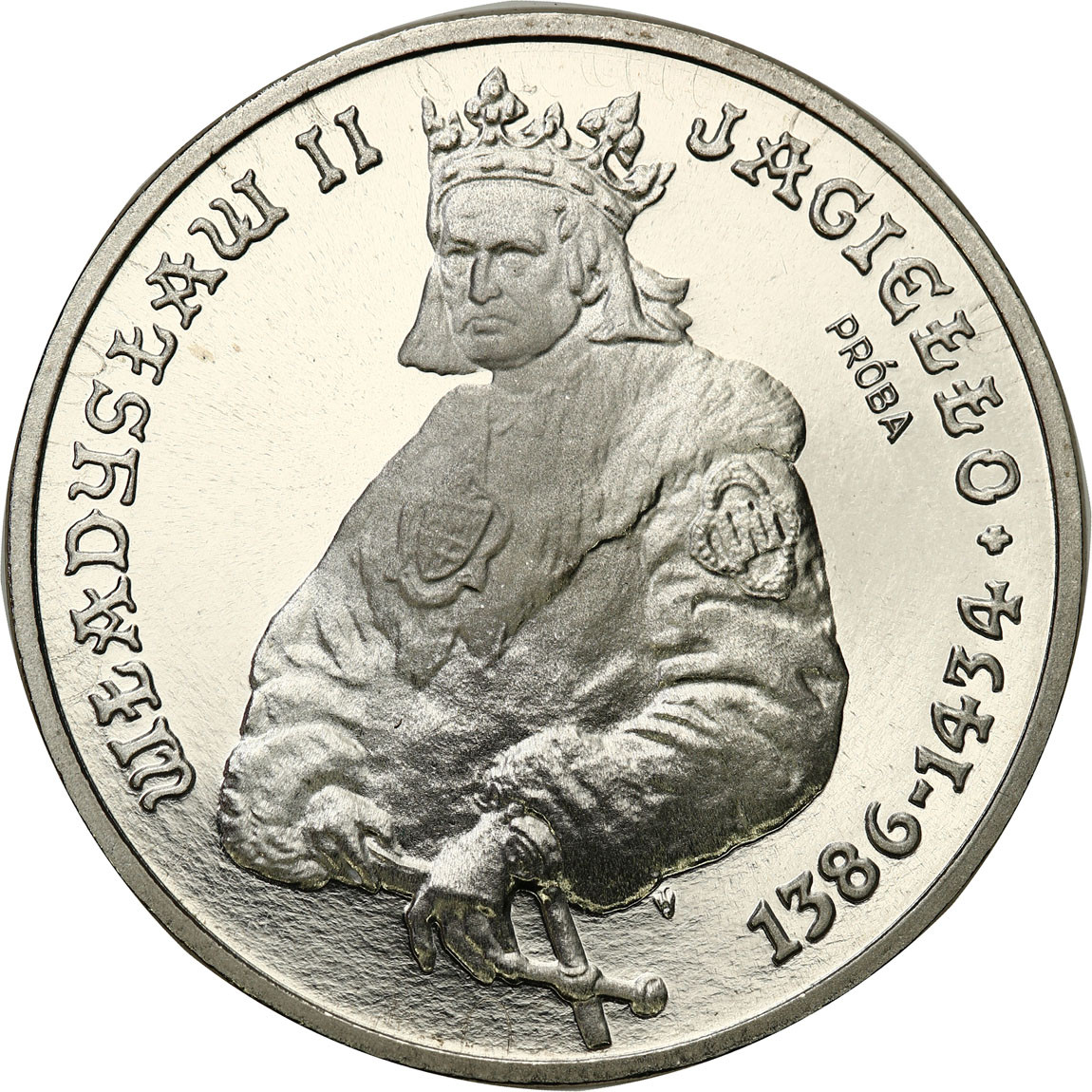 PRL. PRÓBA Nikiel 5000 złotych 1989 - Władysław Jagiełło - półpostać